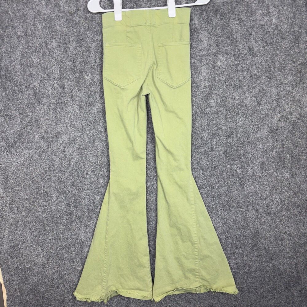 Newbury Kustom Jeans Womens Size S Green Flare Bell Bottom Festival Boho - Picture 7 of 11